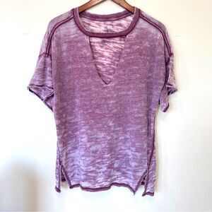 Anthropologie We The‎ Free Purple Short Sleeve Loose Fit Top Size Small
